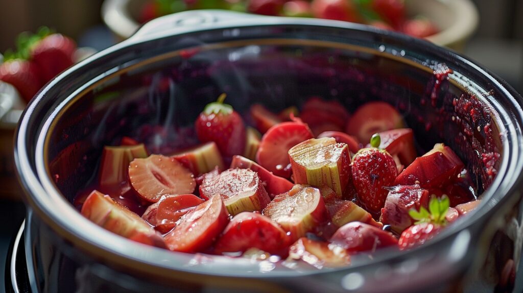 Stewed Rhubarb and Strawberries in a Slow Cooker