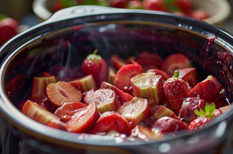 Stewed Rhubarb and Strawberries in a Slow Cooker